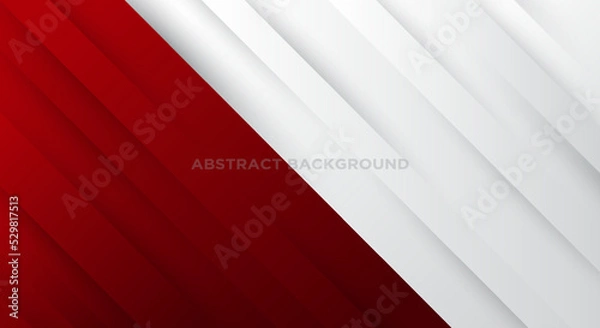 Fototapeta Red and white modern abstract background design. Modern  minimal style.