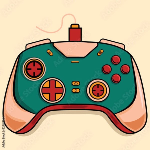 Fototapeta Video game controller illustration vector, gaming quotes design (2)