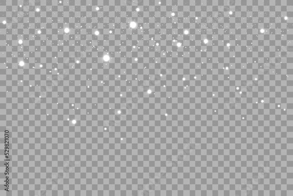 Fototapeta Falling snow on a transparent background.