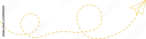 Fototapeta Dashed Line Paper Airplane Route