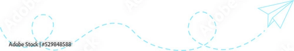 Fototapeta Dashed Line Paper Airplane Route