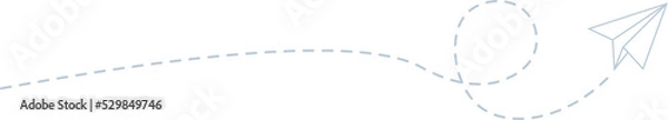 Fototapeta Dashed Line Paper Airplane Route