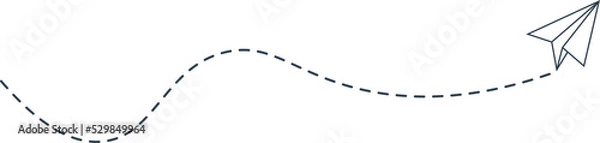 Fototapeta Dashed Line Paper Airplane Route