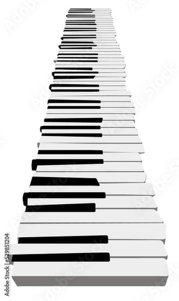 Fototapeta A piano keyboard levitates above a surface in this image.