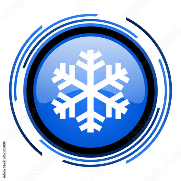 Obraz snowflake circle blue glossy icon