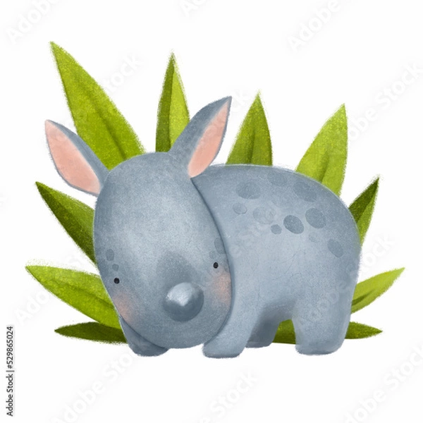 Obraz rhinoceros for child, illustration isolated on white  