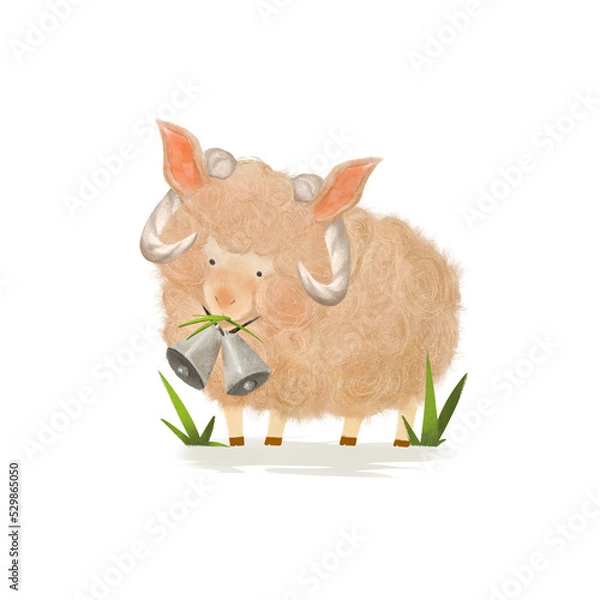 Obraz sheep for child, illustration isolated on white  