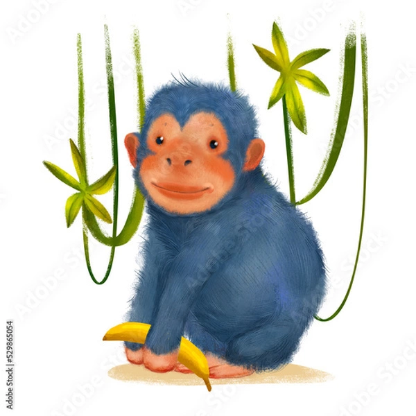 Obraz monkey for child, illustration isolated on white  