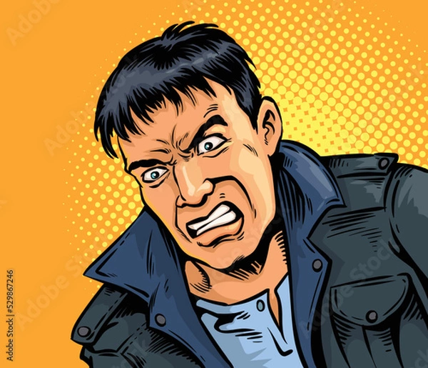 Obraz The man was angry, upset.hand drawn style vector design illustration.
