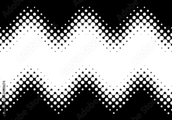 Obraz Zigzag halftone seamless border. Polka dots fade gradient zig zag ribbon. Dotted Gradient Halftone repeatable Wave. Trendy vector design element