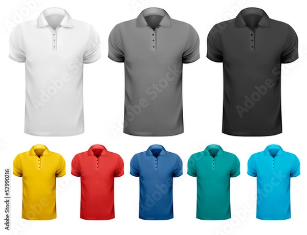 Fototapeta Black and white and color men t-shirts. Design template. Vector