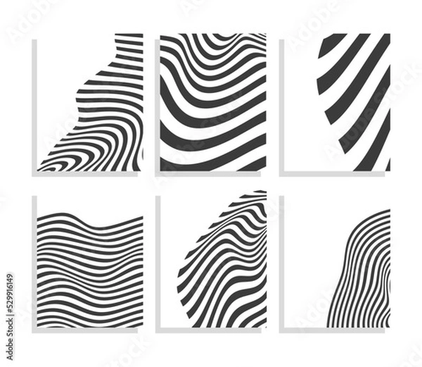 Obraz wavy black and white stripes background template set

