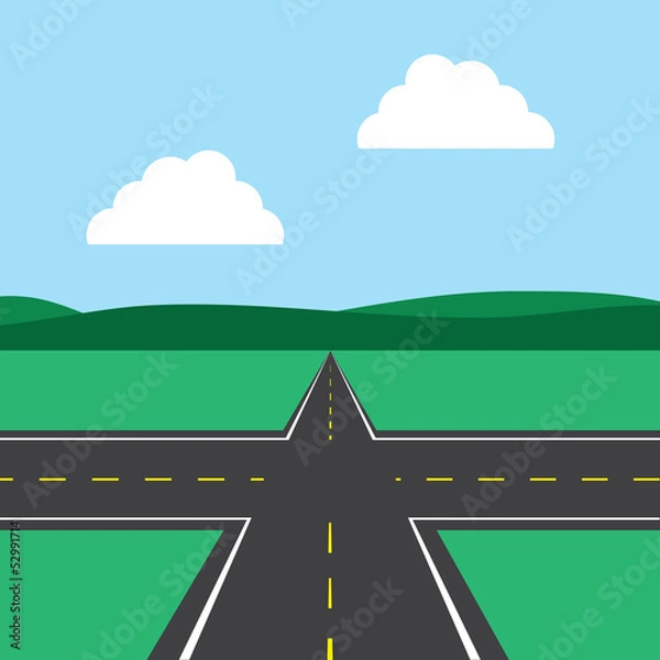 Fototapeta Road intersection with sky background