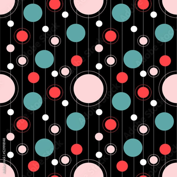 Fototapeta Abstract circle on dark background, vector illustration for textile design