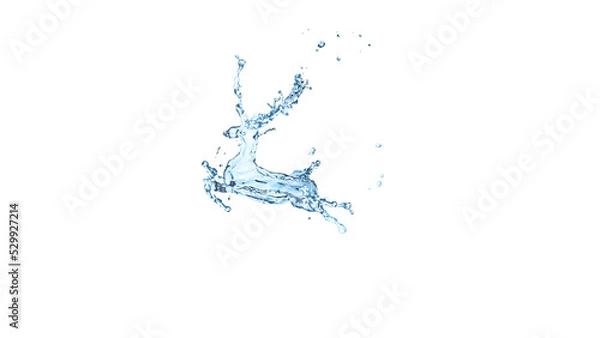 Fototapeta Water splash with deer shape on white