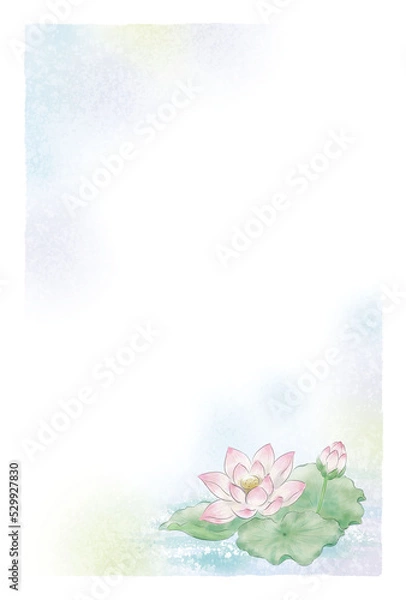 Obraz 寒中見舞い・喪中はがき（ハス）テンプレート 02