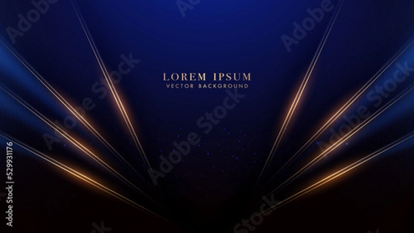 Obraz Diagonal gold lines with shiny dots effect decoration on dark blue luxury background