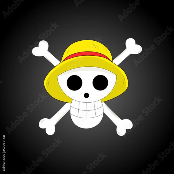 Obraz Fanart of Straw hat pirate logo isolated Vector illustration