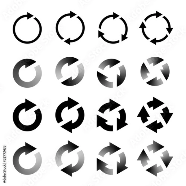 Fototapeta Rotating Arrows Set. Refresh, Reload, Recycle Sign. Vector Illus