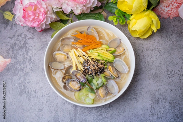 Obraz Korean Food Noodle Soup with Clams