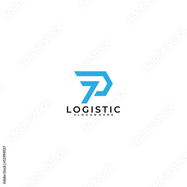 Fototapeta letter p logistic logo design vector template