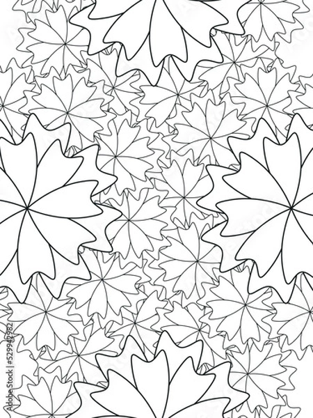 Fototapeta Doodle floral pattern in black and white. A page for coloring book: fascinating and relaxing job for children and adults. Zentangle drawing. Flower carpet in a magic garden