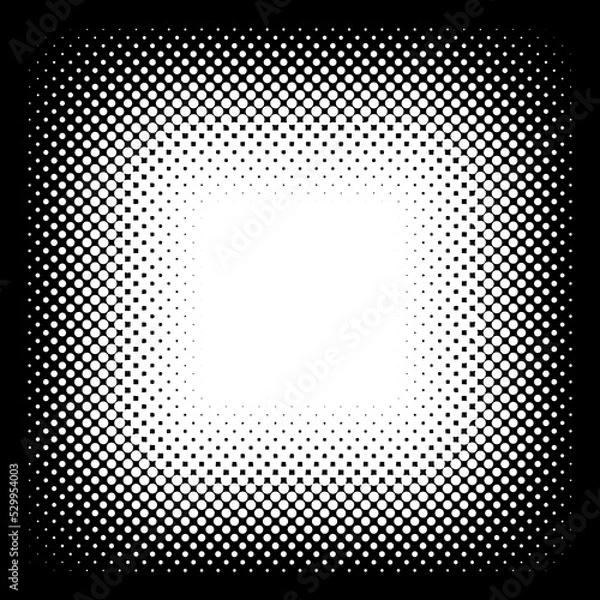 Fototapeta Halftone square frame. Dotted fade Gradient square border. Vector design element. Halftone illustration
