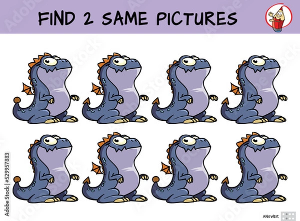 Obraz Funny little dragon. Find two same pictures