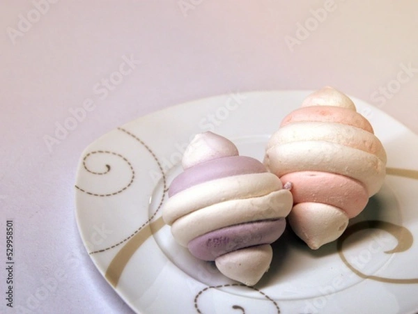 Obraz Multicolored marshmallows on a white plate