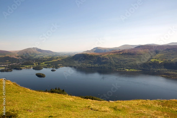 Fototapeta Breathtaking view from the high mountain to the lake
