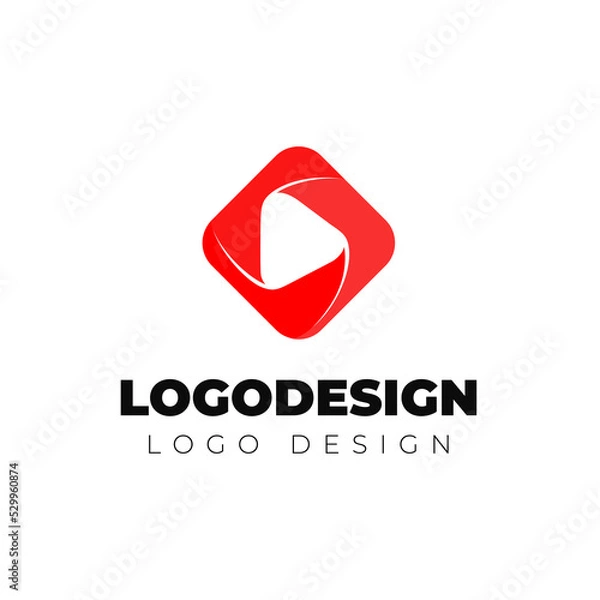 Fototapeta play icon logo design minimal and modern logotype vector template