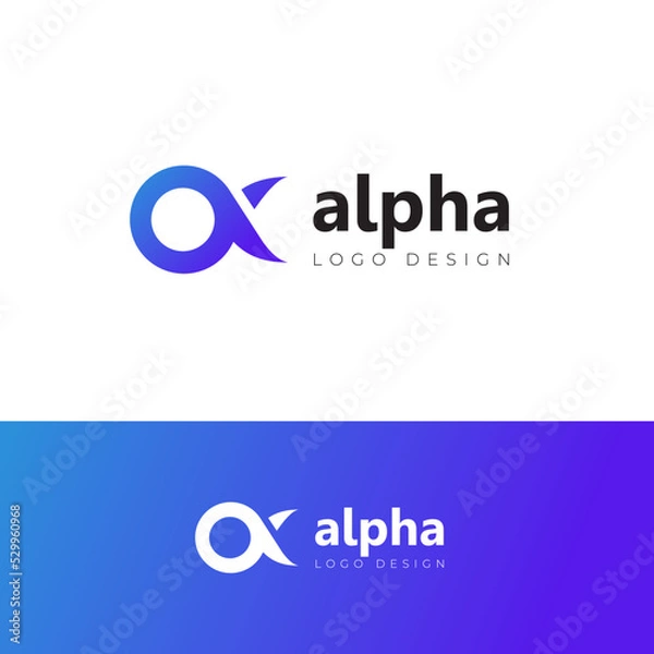 Fototapeta alpha icon logo design minimal logotype vector template
