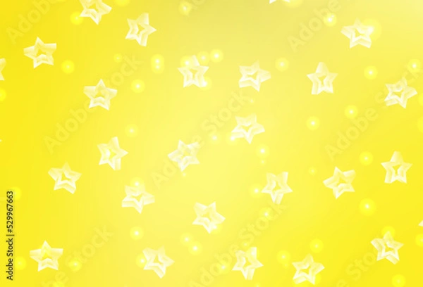 Fototapeta Light Yellow vector backdrop with small and big stars.