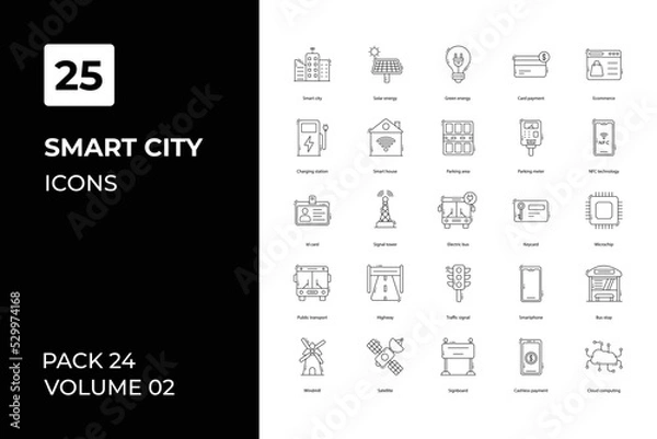 Obraz Smart city icons collection. Set vector line with elements for mobile concepts and web apps. Collection modern icons.