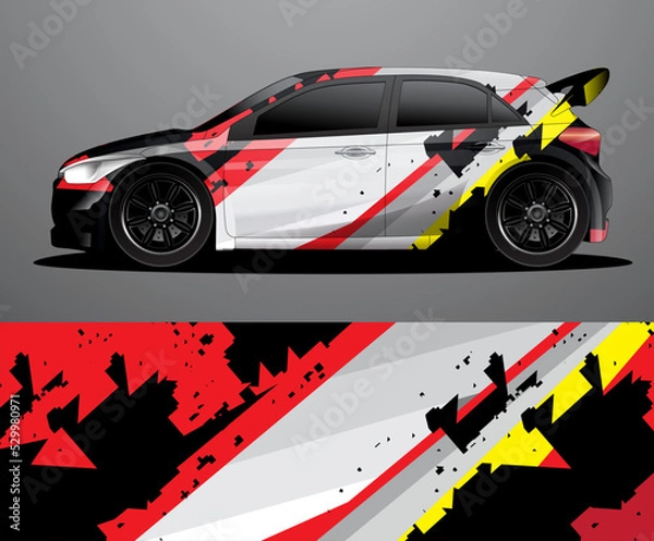 Obraz Rally car decal graphic wrap vector, abstract background