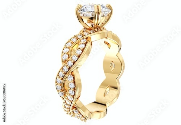 Obraz Jewelry Engagement Ring Design, 3D Rendering