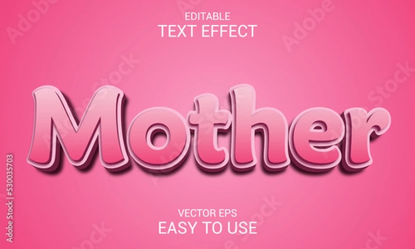 Fototapeta Mother editable 3d text effect template pink