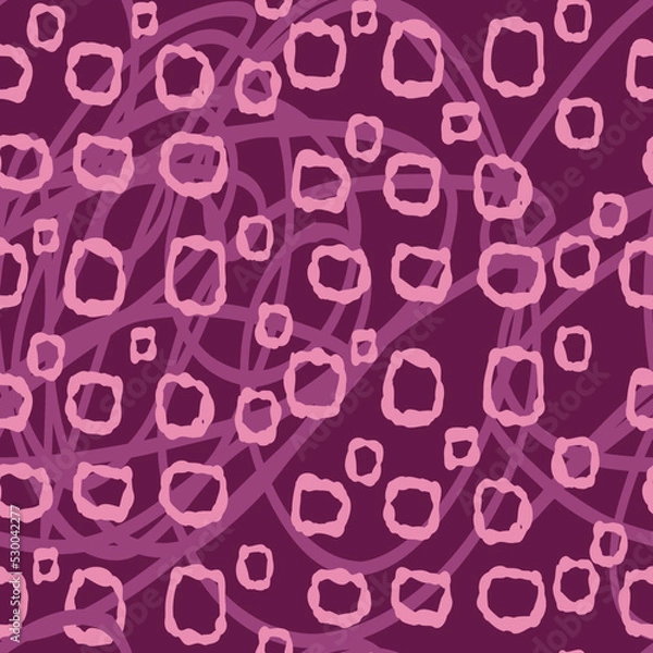 Obraz Hand drawn abstract, scribble pink seamless pattern. Cute line doodle for paper, fabric textile.