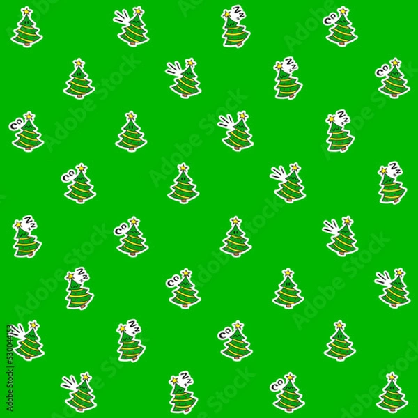 Fototapeta Hand Drawn Christmas Tree Seamless Pattern