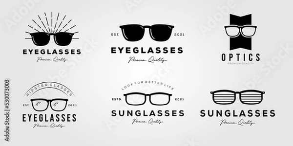 Fototapeta set of sunglasses or eyeglasses or spectacle logo vector illustration design.