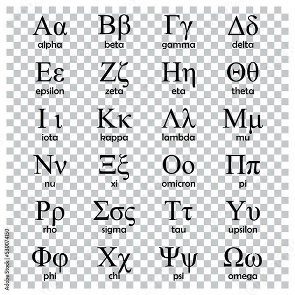 Fototapeta Greek Alphabet and Symbols (Useful for Education and Schools), vector illustration. They are archaic Greek alphabets used before and after Christ but in the past. Eps vector 