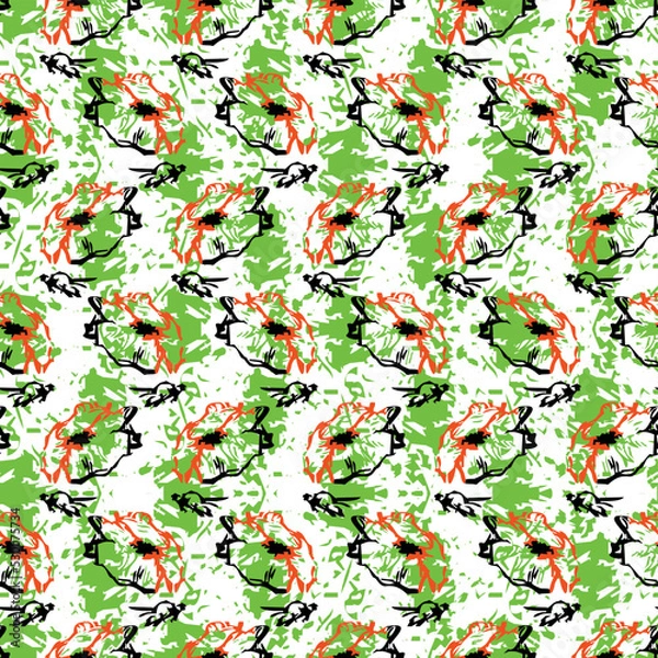 Obraz green pattern with flowers