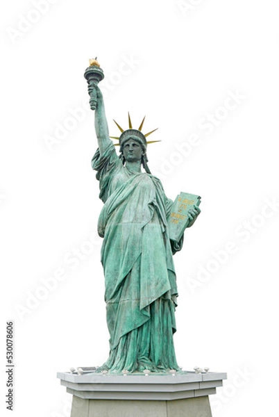 Fototapeta Vertical isolated Statue of Liberty in Odaiba Japan on transparent background