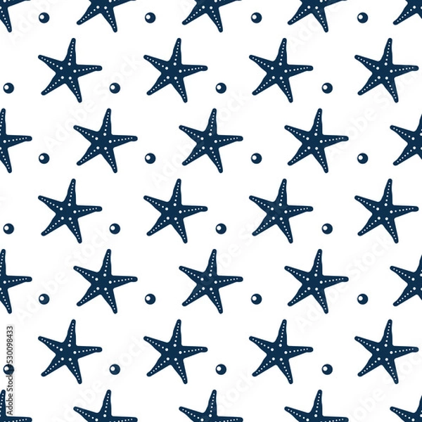 Fototapeta Blue starfish vector seamless pattern