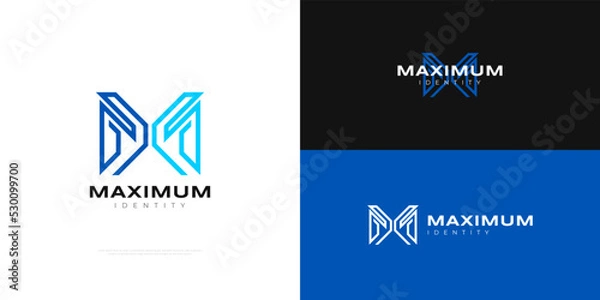 Fototapeta MX or XM Monogram Logo. Initial M and X Logo Design with Abstract and Modern Concept for Business and Technology Logo