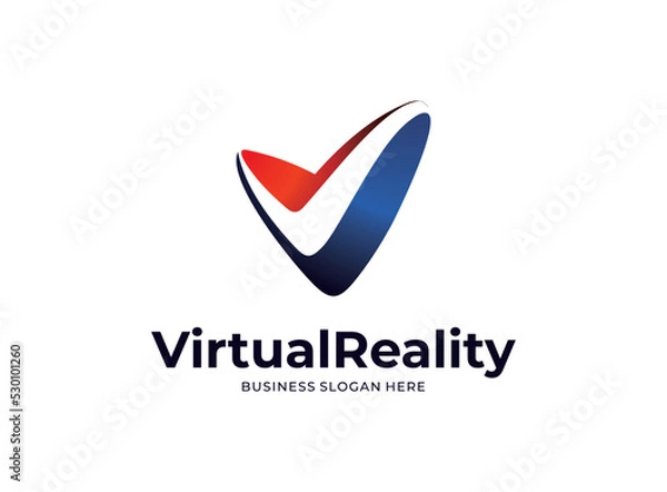 Obraz Initial letter v colorful logo design vector Template