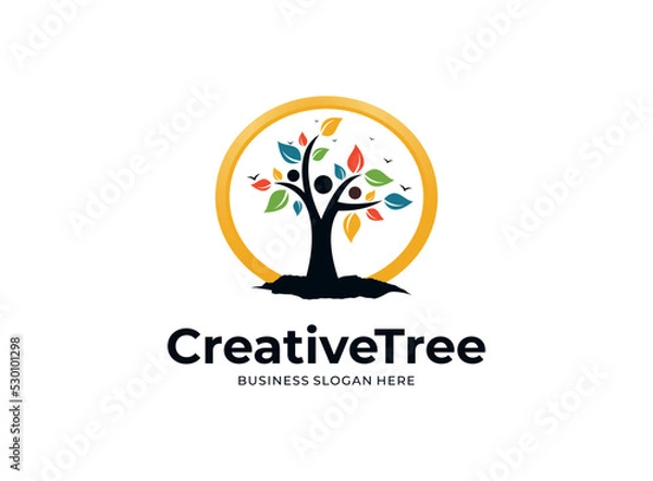Obraz Human tree creative concept logo design