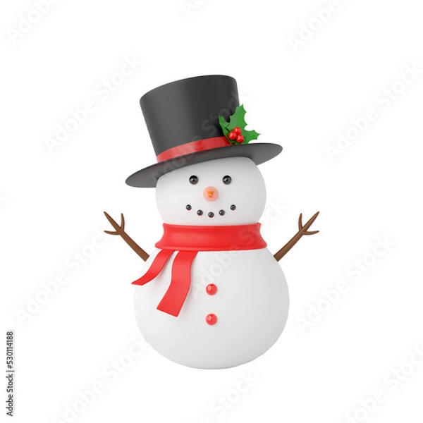 Obraz Christmas snowman isolated 3d render