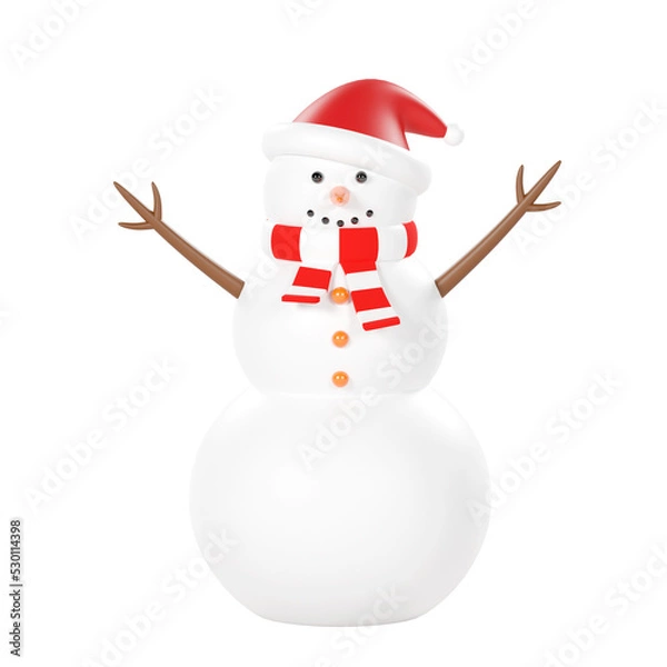Fototapeta Christmas snowman isolated 3d render