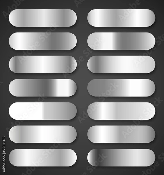Obraz Silver metal gradients vector collection.